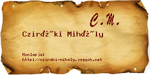 Cziráki Mihály névjegykártya