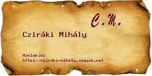Cziráki Mihály névjegykártya